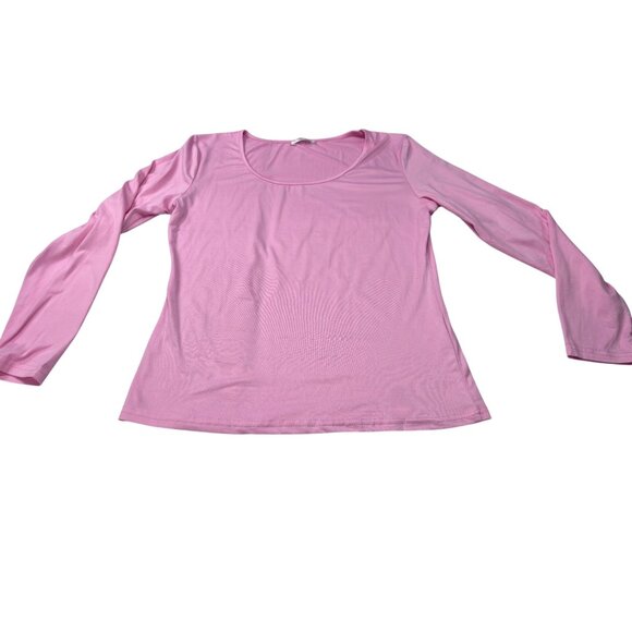 Womens Pink Long-Sleeve Scoop Neck Top By Ekouaer Size L Lightweight & Comfortab - Picture 5 of 10